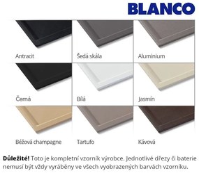Blanco Zia 9, silgranitový drez 860x500x190 mm, 2-komorový, biela, BLA-516678