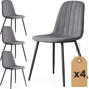 Sada štyroch jedálenských stoličiek LUMO zamatové, grafitové / čierne nohy (4 ks)