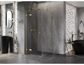 Mexen Lunar, 1-krídlový sprchový kút, ľavý, 70 x 70 cm, 8mm číre sklo, zlatý profil, 834-070-070-50-00-L