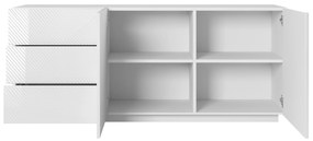 Komoda Asha 167 cm na sokli - biely lesk