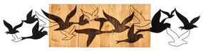 Nástenná drevená dekorácia BIRDS hnedá/čierna
