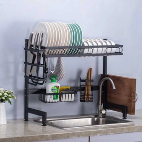 Poschodový odkvapkávač na riad na drez, dvojitý