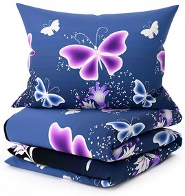 Obliečky z mikrovlákna VIOLET BUTTERFLY tmavo modré Rozmer obliečky: 70 x 90 cm | 140 x 220 cm