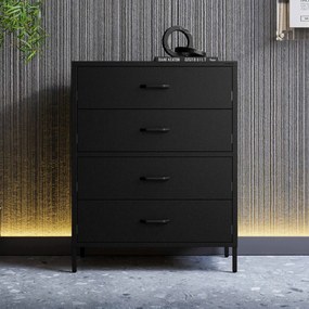 Čierna kovová komoda so zásuvkami na nožičkách CARLA Modern 800 x 1015 x 400 mm