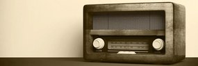 Obraz retro rádio v sépiovom prevedení - 150x50