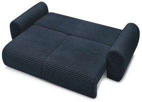 Tmavomodrá menčestrová rozkladacia pohovka 257 cm Lucien – Bobochic Paris