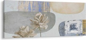 Obraz - Maľba s kvetmi a textúrami (120x50 cm)