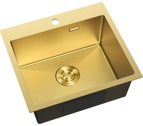 Mexen Solix, 1-komorový nerezový drez 500 x 450 mm, brúsená zlatá, 6402501000-55