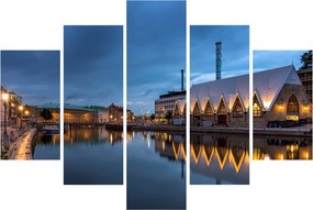 Obraz vodného kanála - Göteborg (150x105 cm)