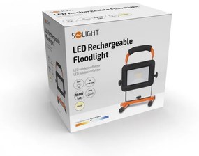SOLIGHT LED reflektor 20W, prenosný, nabíjací, 1600lm, oranžovo-čierny