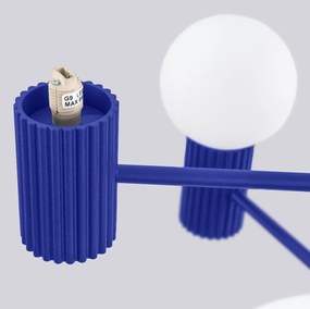 Modré závesné svietidlo so skleneným tienidlom Orbital – Sollux