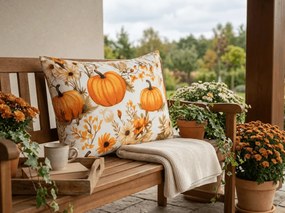 Obliečka na vankúš z mikrovlákna FLOWERS AND PUMPKINS 50x70 cm, oranžová