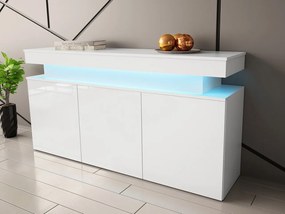Komoda s LED osvetlením USOA - lesklá biela / matná biela
