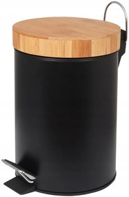 Odpadkový kôš do kúpeľne s bambusovým krytom 3l - čierny