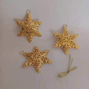 DECOLED Kovové vločky, 3 kusy, 10 x 7,7 cm, zlatá