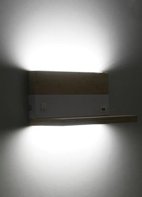 Drevená nástenná lampa + biela s poličkou LED 4000k - POSLEDNÝ KUS