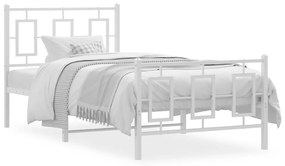 Kovový rám postele s čelom a podnožkou biely 90x190 cm 374300