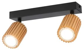 Brilagi - Bodové svietidlo MODERN WOOD 2xGU10/8W/230V kaučukovník/čierna