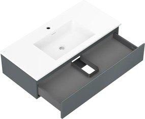 Mexen Orio, kúpeľňová skrinka 100 cm s umývadlom Otis, 1 zásuvka, grafitová matná/biela matná, 91A10-10023-1-BF66-W18M01