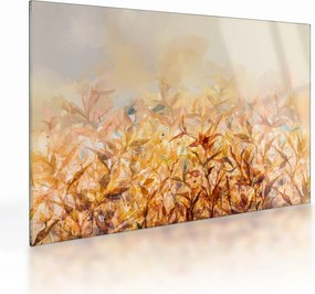 Sklenený obraz - Listy vo farbách jesene, olejomaľba (70x50 cm)