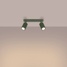 Bodové svietidlo Karbon, 2x olivovo zelené kovové tienidlo, (možnosť polohovania)