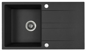 Kuchinox Laut, 1-komorový granitový drez 760x440x174 mm + sifón, čierna škvrnitá, LAV-SBZ_711Y