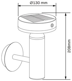 LED Solárne nástenné svietidlo so senzorom GWINEA LED/4,5W/3,7V IP44 čierna