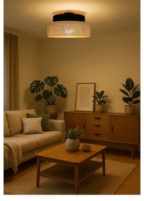 Stropné svietidlo BOHO 1xE27/60W/230V pr. 40 cm čierna/béžová