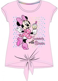 E plus M - Dievčenské bavlnené tričko s krátkym rukávom Minnie Mouse - Disney - sv. ružové 116
