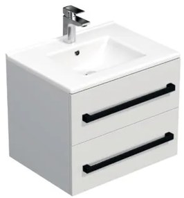 Kúpeľňová skrinka s čiernou úchytkou a umývadlom SAT Cube Way 60x53x46 cm biely lesk CUBE46C602BIMOD, 1 ks