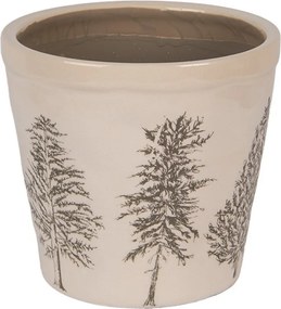 Béžový obal na kvetináč so stromčekmi Natural Pine Trees L - Ø 15*14 cm