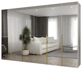 Šatníková skriňa 300 cm Alice 3 (biela + zlatá). Akcia -20%. Vlastná spoľahlivá doprava až k Vám domov. 1126249