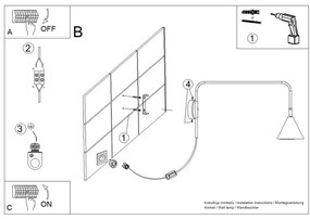 Čierne nástenné svietidlo do zásuvky Zylo – Sollux