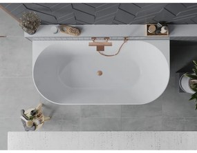 Mexen Oval Slim, voľne stojaca vaňa ku stene, 170 x 80 cm, biela-šedá, medený matný prepad, 52661708062-65