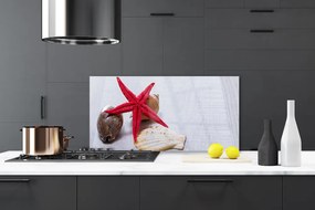 Sklenený obklad Do kuchyne Hviezdice mušle umenie 125x50 cm
