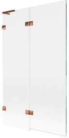 Mexen Lunar L, 2-krídlová vaňová zástena ľavá 110 x 150 cm, číre sklo, ružové zlato, 897L-110-100-60-00-L