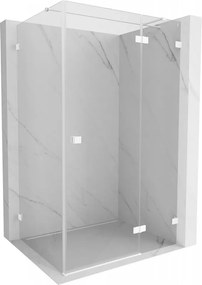Mexen Lunar T, pravostranný výklopný sprchový kút 85 x 100 cm, 8mm číre sklo, biely profil, 834T-085-100-20-00-P