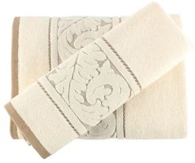Súprava krémovobieleho bavlneného uteráka a osušky Foutastic Cream