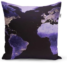 Sablio Vankúš Svetelná mapa sveta - 40x40 cm