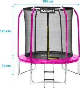 Marimex | Trampolína Marimex Standard 183 cm ružová + vnútorná ochranná sieť + rebrík ZADARMO | 19000109