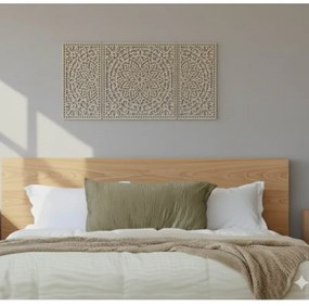 Drevená nástenná dekorácia trojdielna mandala do interiéru | SENTOP HDF0514-B