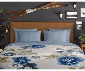 Modro-sivé flanelové obliečky na jednolôžko 140x200 cm Gabin – Good Morning