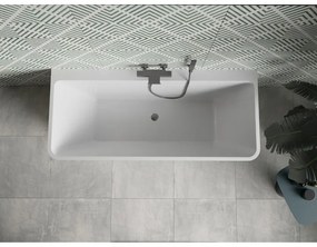 Mexen Volta, voľne stojaca nástenna vaňa 170 x 75 cm, biela-čierna, grafitový prepad, 51131707575-66