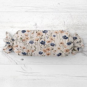 Biante Vankúš valec bonbon Sandra SA-630 Modro-hnedé vlčie maky na svetlo vanilkovom 15x40 cm