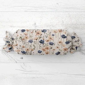 Biante Vankúš valec bonbon Sandra SA-630 Modro-hnedé vlčie maky na svetlo vanilkovom 15x60 cm