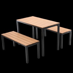 Garden Line ZÁHRADNÝ NÁBYTOK STÔL 110 x 58,5 x 75,5 CM + 2 LAVICE 110 x 39 x 45 CM HNEDÁ *0858