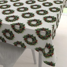 Biante Saténový obdĺžnikový obrus LUP-508 Vianočné venčeky na bielom 60x100 cm