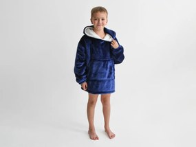 XPOSE® Detská mikinová deka s barančekom (malá) - tmavo modrá