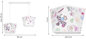 Detské závesné svietidlo Diamond, 2x biele textilné tienidlo so vzorom