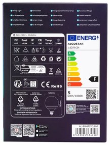 LED RGBW Stmievateľná žiarovka MESH G120 E27/4,9W/230V 2700-6500K + DO - Aigostar